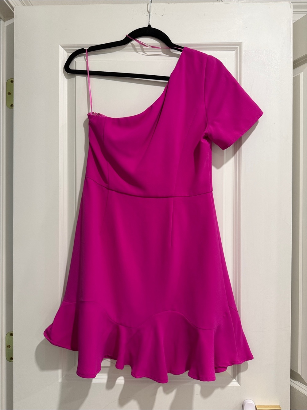 TCEC One-Shoulder Fuchsia Ruffle Hem Dress - Picture 3 of 3